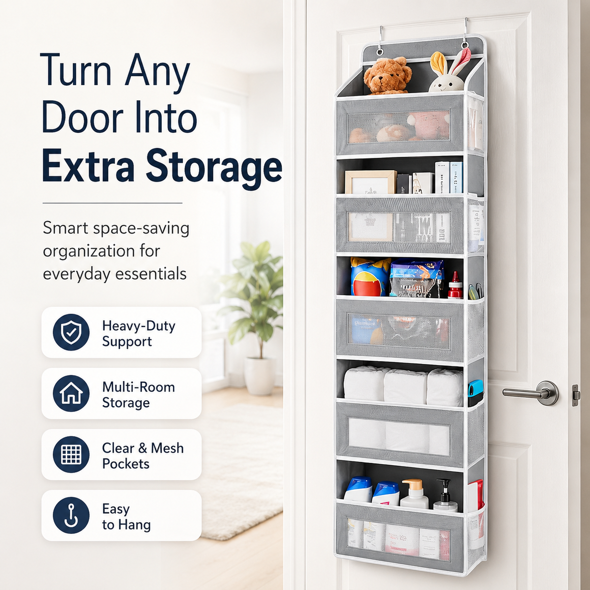 🚪 48% OFF Over The Door Organizer – 44LB Heavy Duty Multi-Pocket Storage Rack