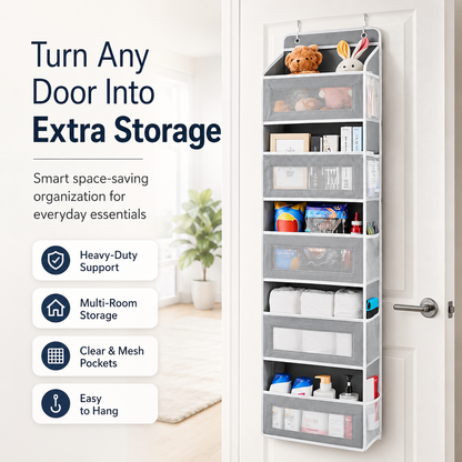 🚪 48% OFF Over The Door Organizer – 44LB Heavy Duty Multi-Pocket Storage Rack