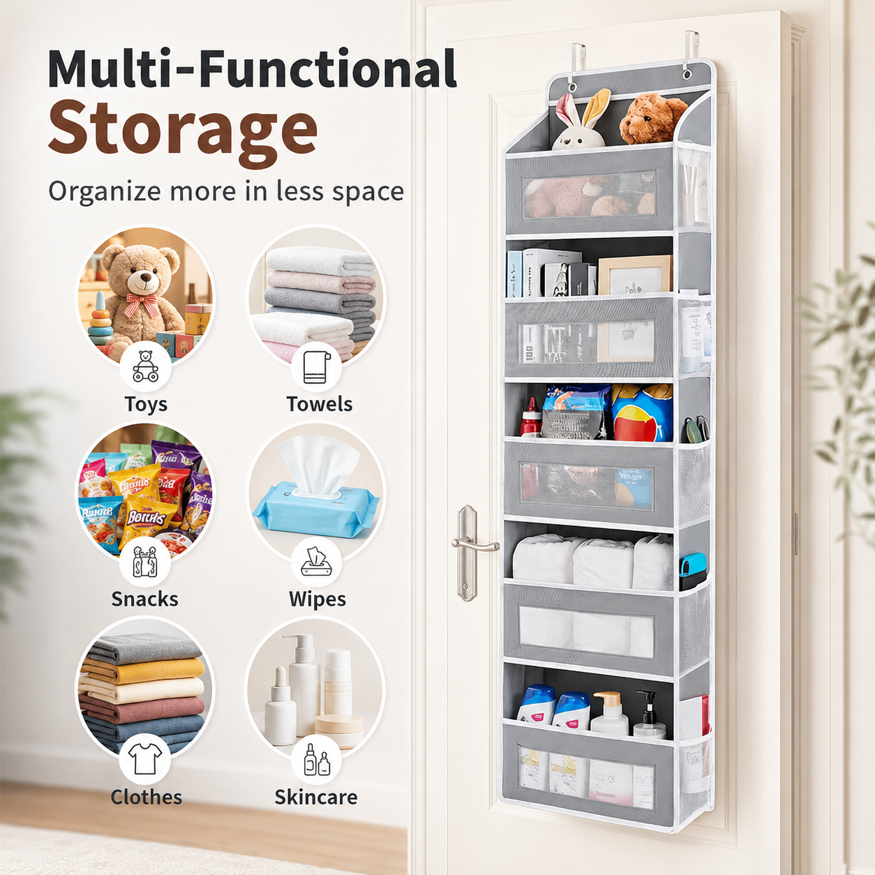 🚪 48% OFF Over The Door Organizer – 44LB Heavy Duty Multi-Pocket Storage Rack