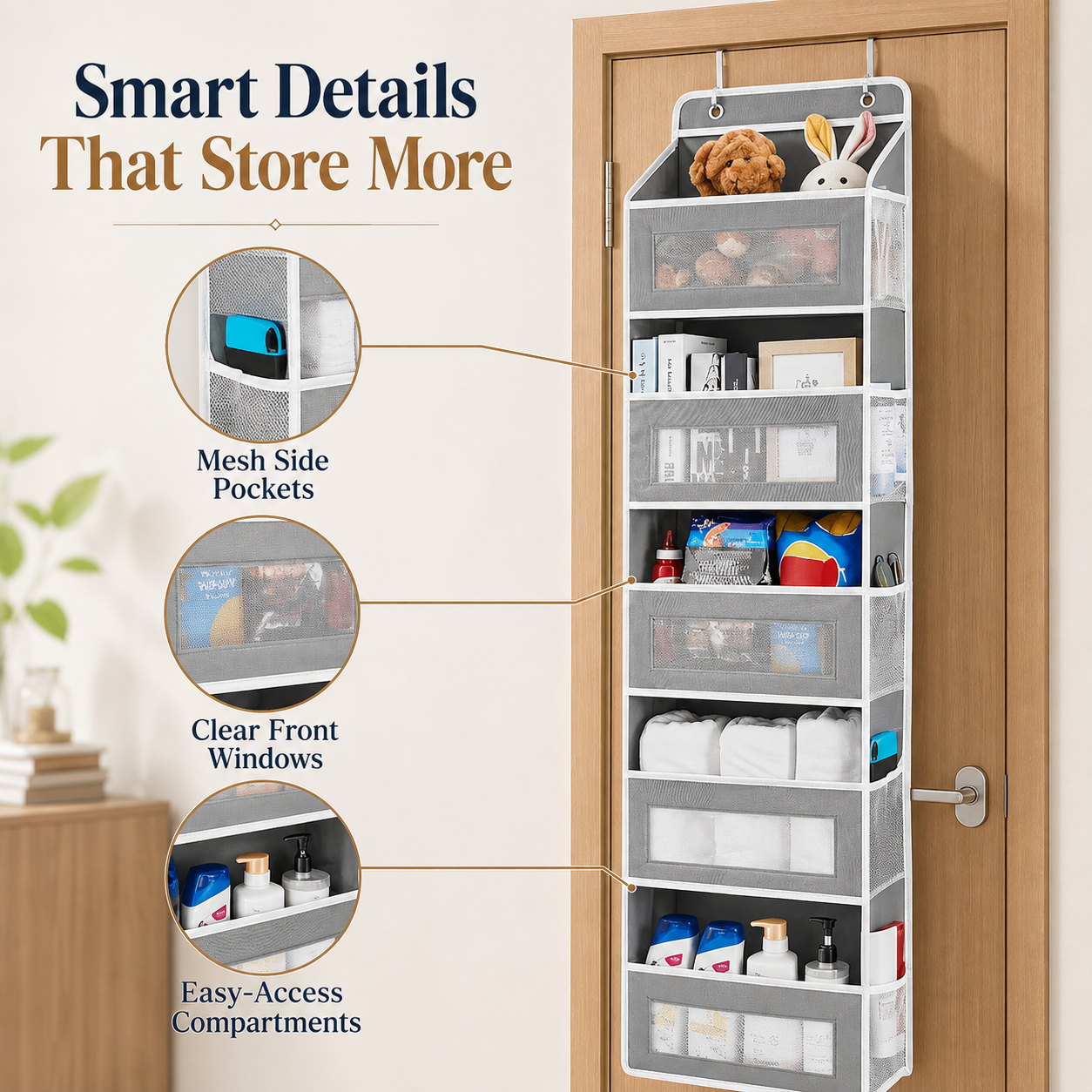 🚪 48% OFF Over The Door Organizer – 44LB Heavy Duty Multi-Pocket Storage Rack