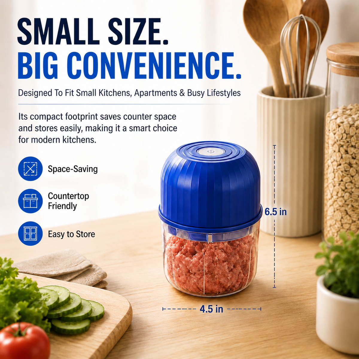 🔥 48% OFF Cordless Mini Food Chopper ⚡ One-Touch Prep for Garlic, Veggies & More