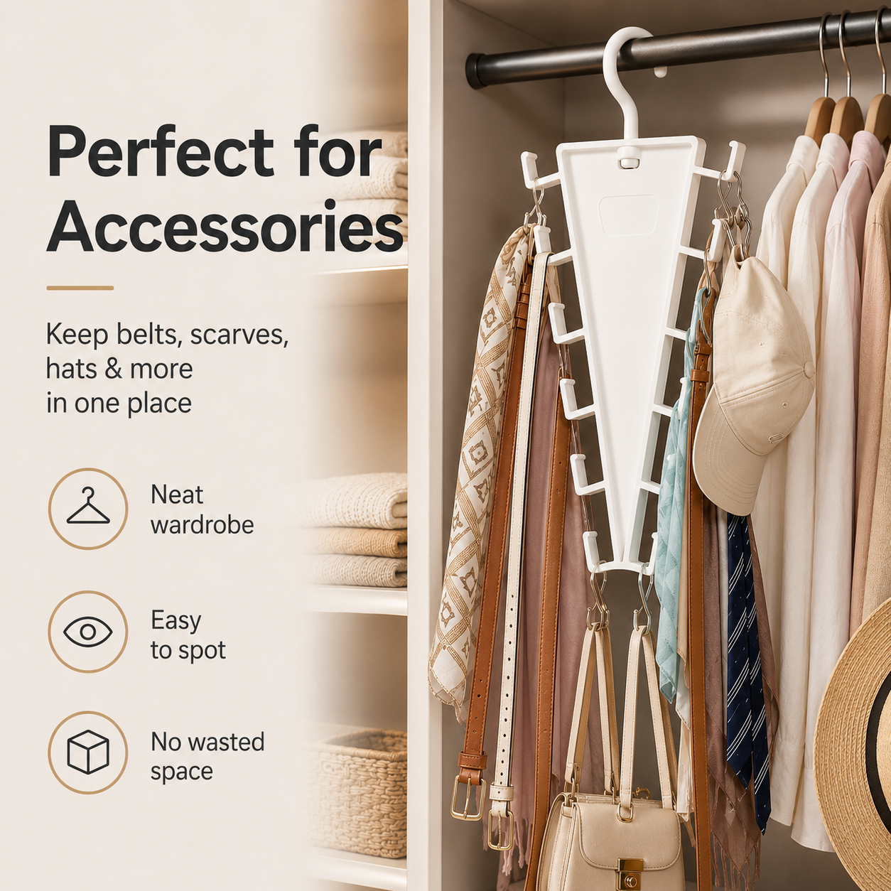 🔥 Last Day 50% OFF 12-Hook V-Shaped Closet Organizer ✨ Save Space & Organize More