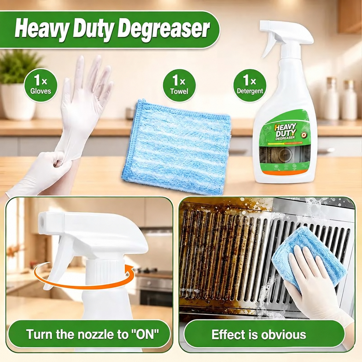 💥 50% OFF 🍑 Heavy Duty Grease Remover Spray – Powerful Kitchen Grease Cleaner