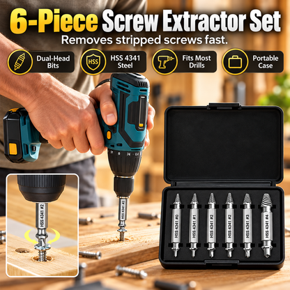 💥 50% OFF 🔧 6-Piece Screw Extractor Set – Remove Broken, Stripped & Rusty Screws