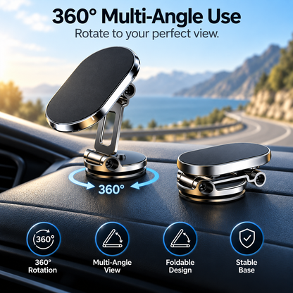 🔥 50% OFF Foldable Magnetic Car Phone Holder 📱 360° Adjustable & Easy One-Hand Use