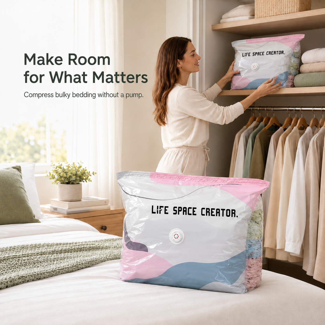 🧺 No-Pump 3D Compression Storage Bags – Make More Closet Space