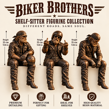 Old Biker Soul Shelf Sitter Collection – Rustic Motorcycle Rider Figurines for Men