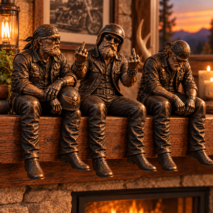 Old Biker Soul Shelf Sitter Collection – Rustic Motorcycle Rider Figurines for Men