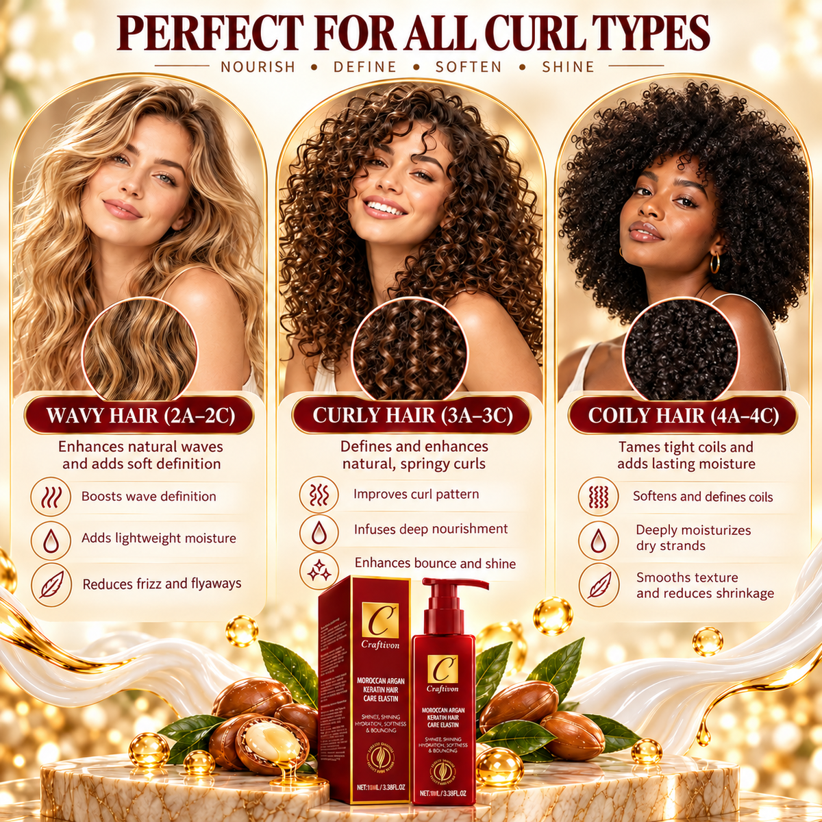 ✨ Leave-In Curl Defining Cream for Waves, Curls & Coils  🌿