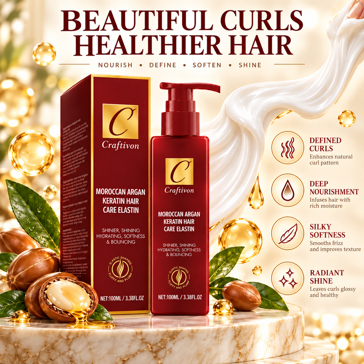 ✨ Leave-In Curl Defining Cream for Waves, Curls & Coils  🌿