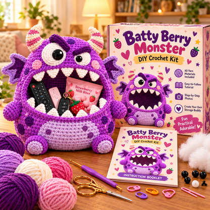 🔥 Last Day 49% OFF-👾 Hungry Monster DIY Crochet Storage Basket Kit for Couch & Desk Clutter 🧶