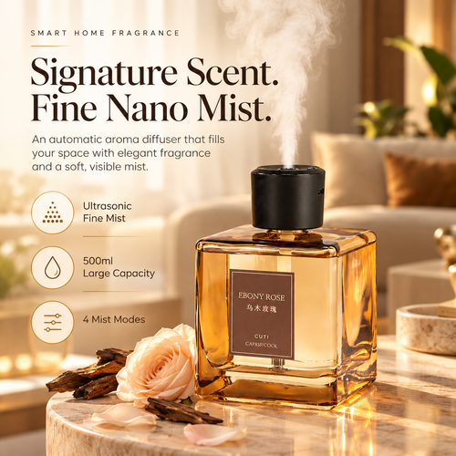 🌹 EBONY ROSE 500mL Aroma Diffuser ✨ 4-Mode Fine Mist Home Fragrance