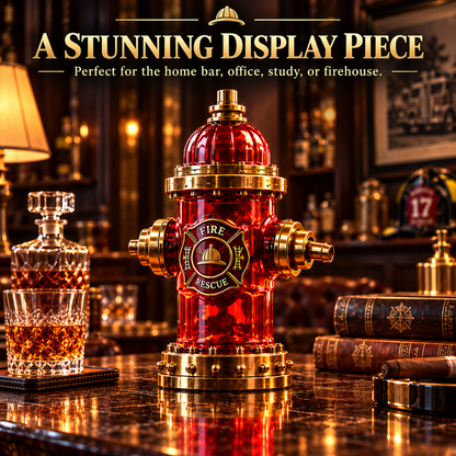 🚒 Firehouse Reserve™ Firefighter Tribute Red Hydrant Whiskey Decanter with Gold Accents 🎖️