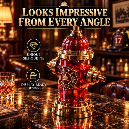 🚒 Firehouse Reserve™ Firefighter Tribute Red Hydrant Whiskey Decanter with Gold Accents 🎖️