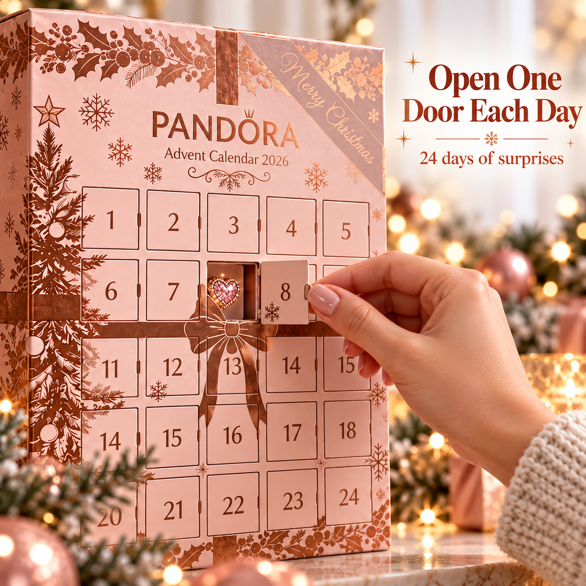 🖤💥 Black Friday Early Access Sale! 🎁 24-Day Christmas Jewelry Advent Calendar with Charms & Rose Gold Gift Box ✨💎