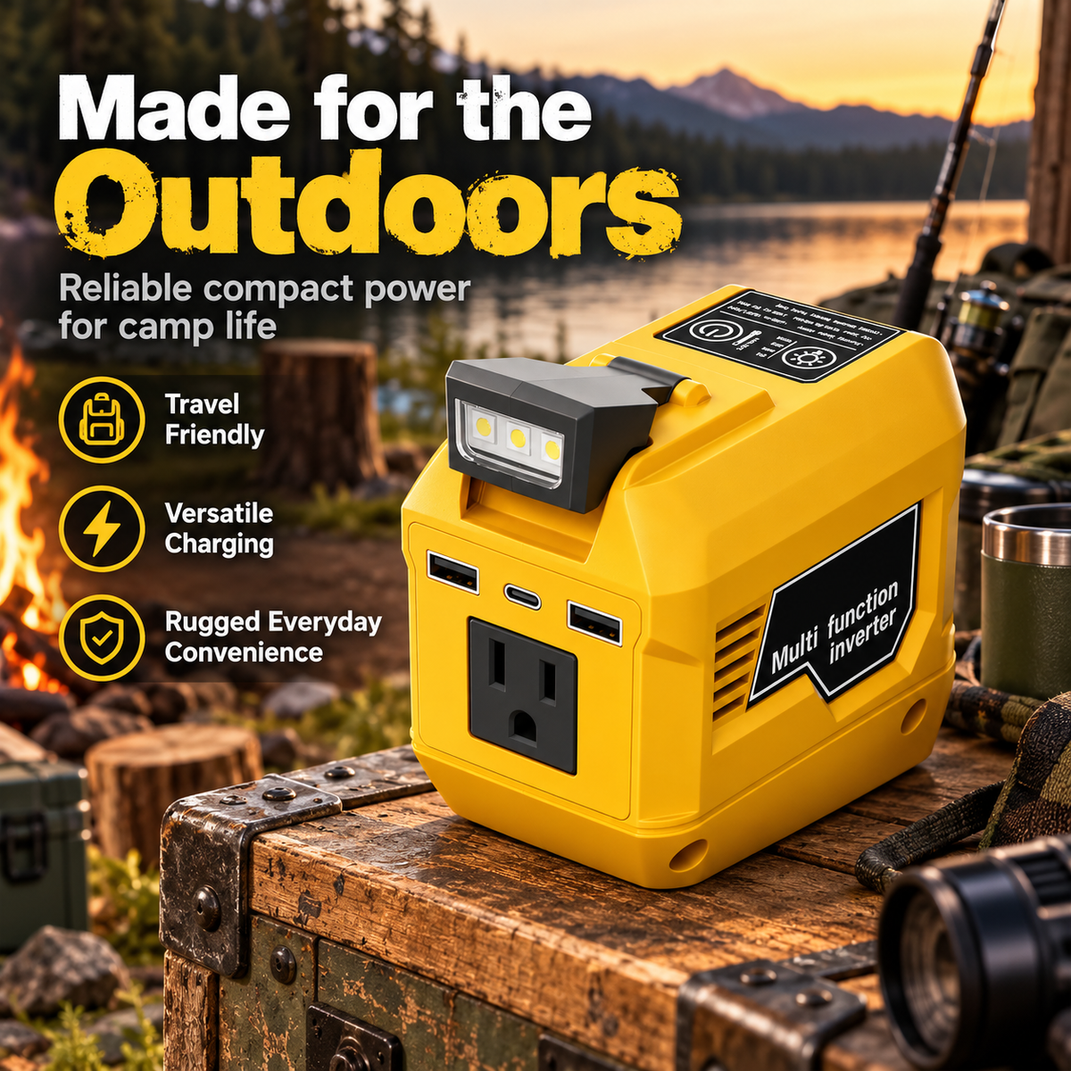 🔥250W Portable Power Inverter – Turn 18V–21V Tool Batteries Into 220V AC Power 🔋