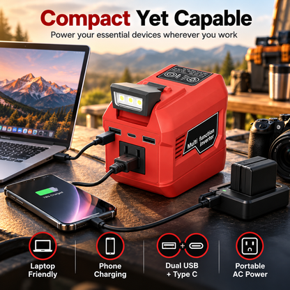 🔥250W Portable Power Inverter – Turn 18V–21V Tool Batteries Into 220V AC Power 🔋