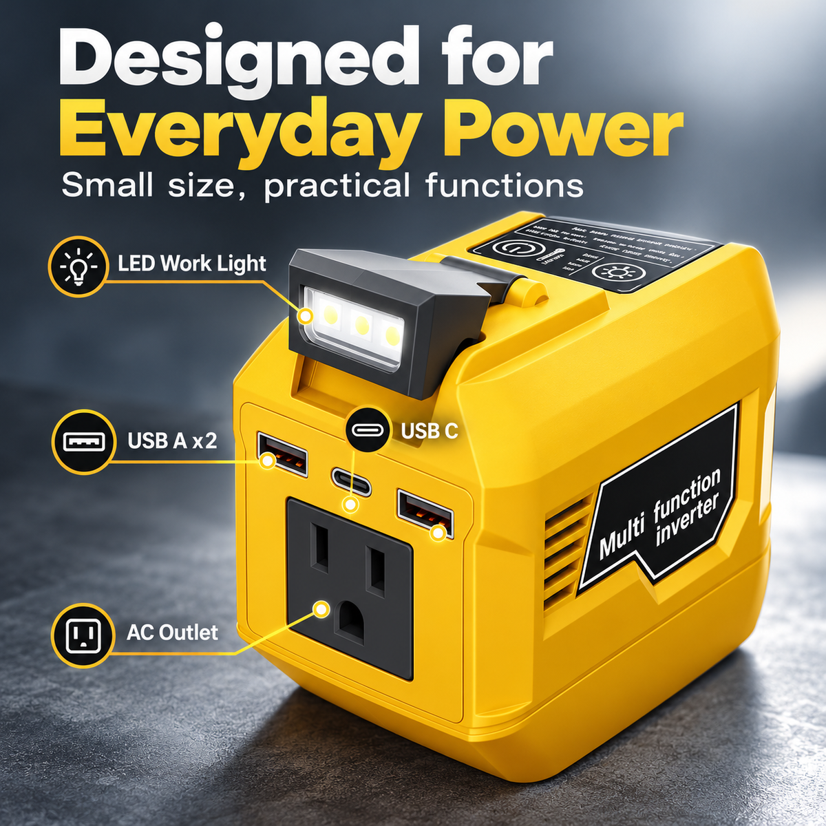 🔥250W Portable Power Inverter – Turn 18V–21V Tool Batteries Into 220V AC Power 🔋