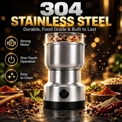 🚀 High-Speed Electric Grain & Spice Grinder – Stainless Steel Dual-Blade Mill for Coffee Beans, Grains, Herbs & Fresh Homemade Flour 🌾☕