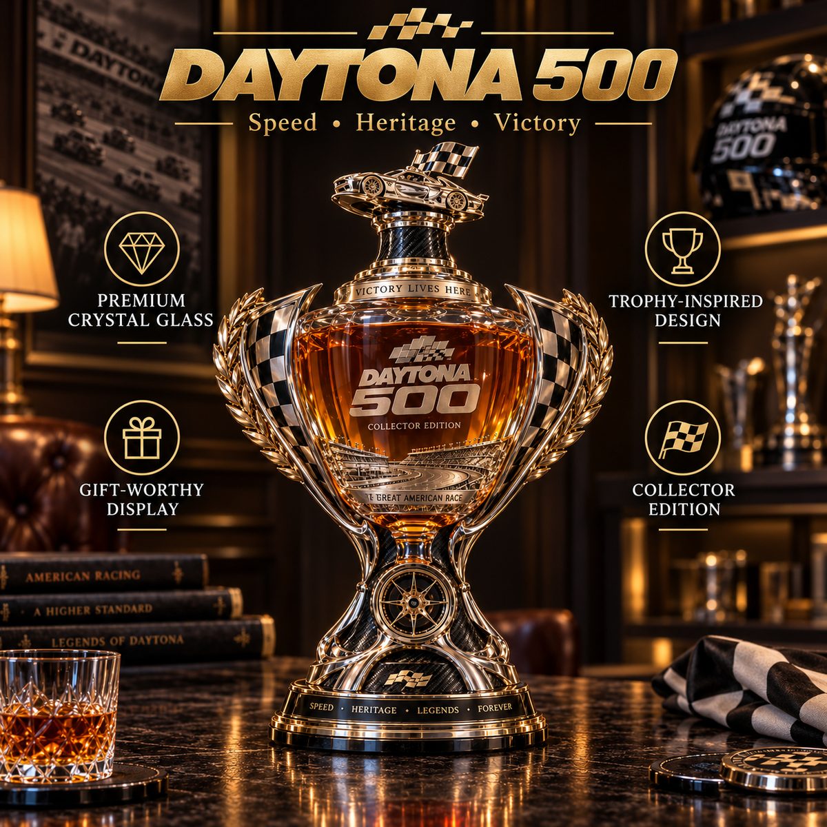 🏁 Racing Trophy Decanter 🏆 Motorsport Collector’s Home Bar Display