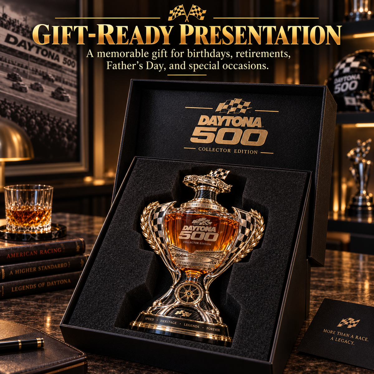 🏁 Racing Trophy Decanter 🏆 Motorsport Collector’s Home Bar Display