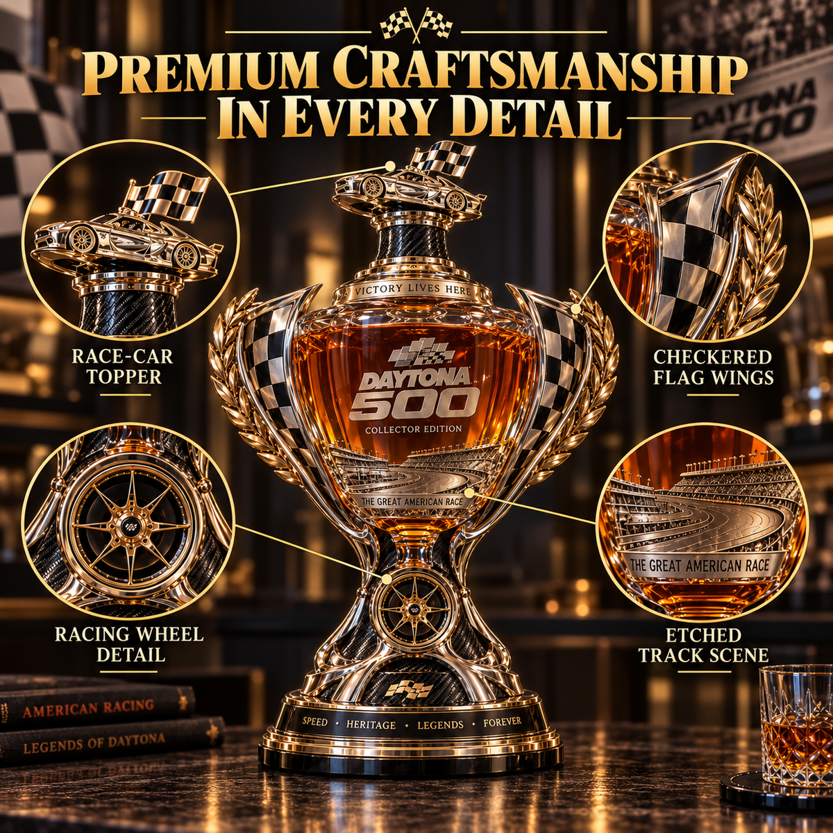 🏁 Racing Trophy Decanter 🏆 Motorsport Collector’s Home Bar Display