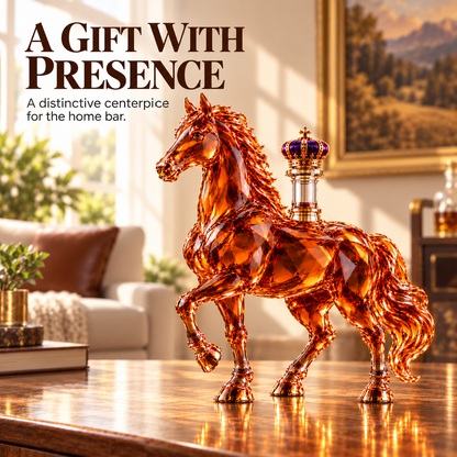 🐎 Wild Horse Crystal Whiskey Decanter – Western Collector’s Bottle with Crown Stopper👑