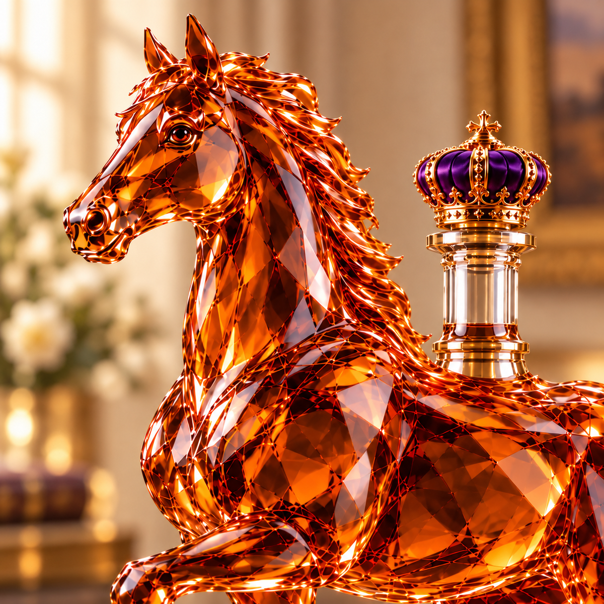 🐎 Wild Horse Crystal Whiskey Decanter – Western Collector’s Bottle with Crown Stopper👑