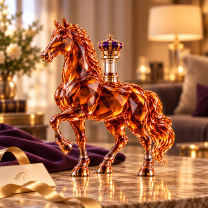 🐎 Wild Horse Crystal Whiskey Decanter – Western Collector’s Bottle with Crown Stopper👑