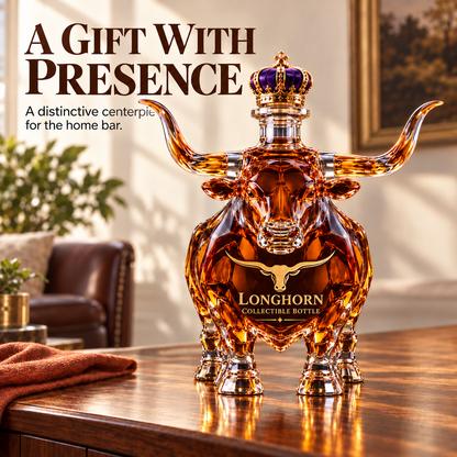 👑 Crowned Longhorn Collector Bottle – Bold Texas Display Piece 🤘