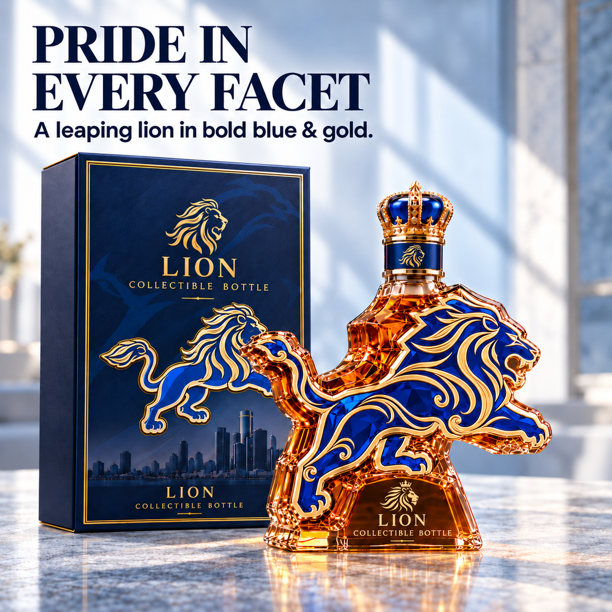 🦁 Royal Lion Sculpted Collector Bottle with Gift Box 👑