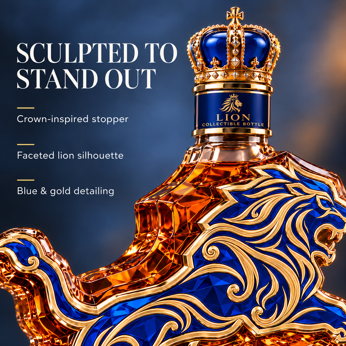 🦁 Royal Lion Sculpted Collector Bottle with Gift Box 👑