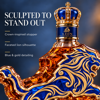 🦁 Royal Lion Sculpted Collector Bottle with Gift Box 👑