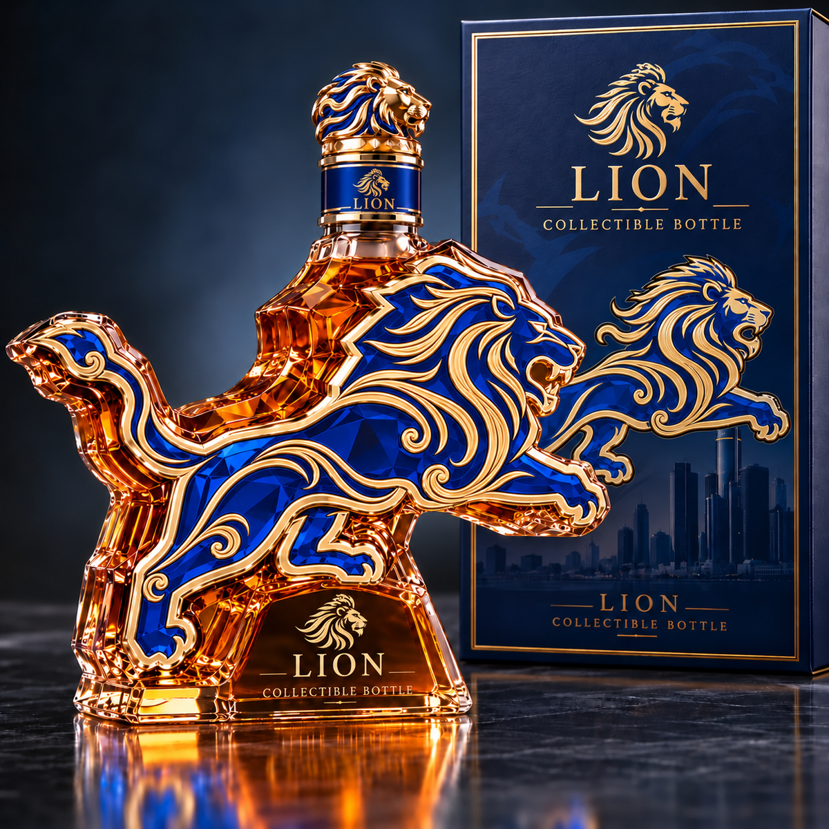 🦁 Royal Lion Sculpted Collector Bottle with Gift Box 👑