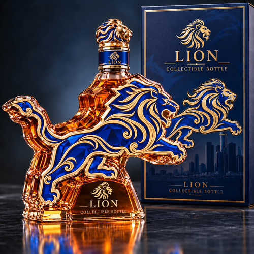 🦁 Royal Lion Sculpted Collector Bottle with Gift Box 👑