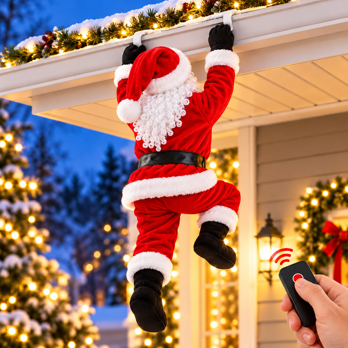 🎅 Climbing Santa  Remote-Controlled Animated Roof Hanging Decoration
