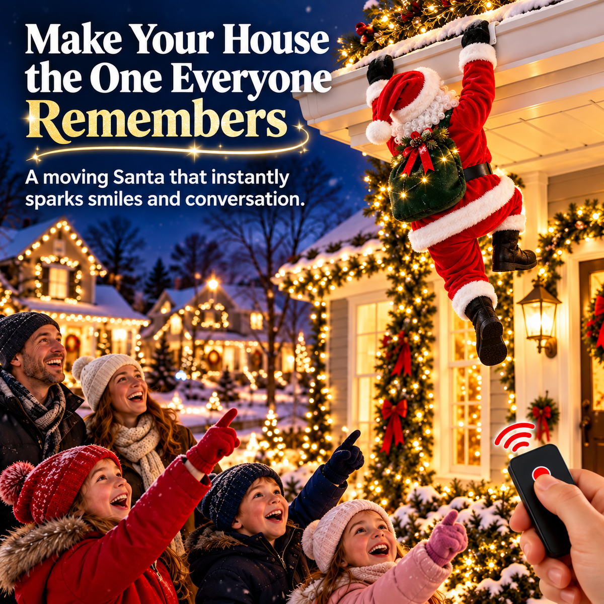🎅 Climbing Santa  Remote-Controlled Animated Roof Hanging Decoration
