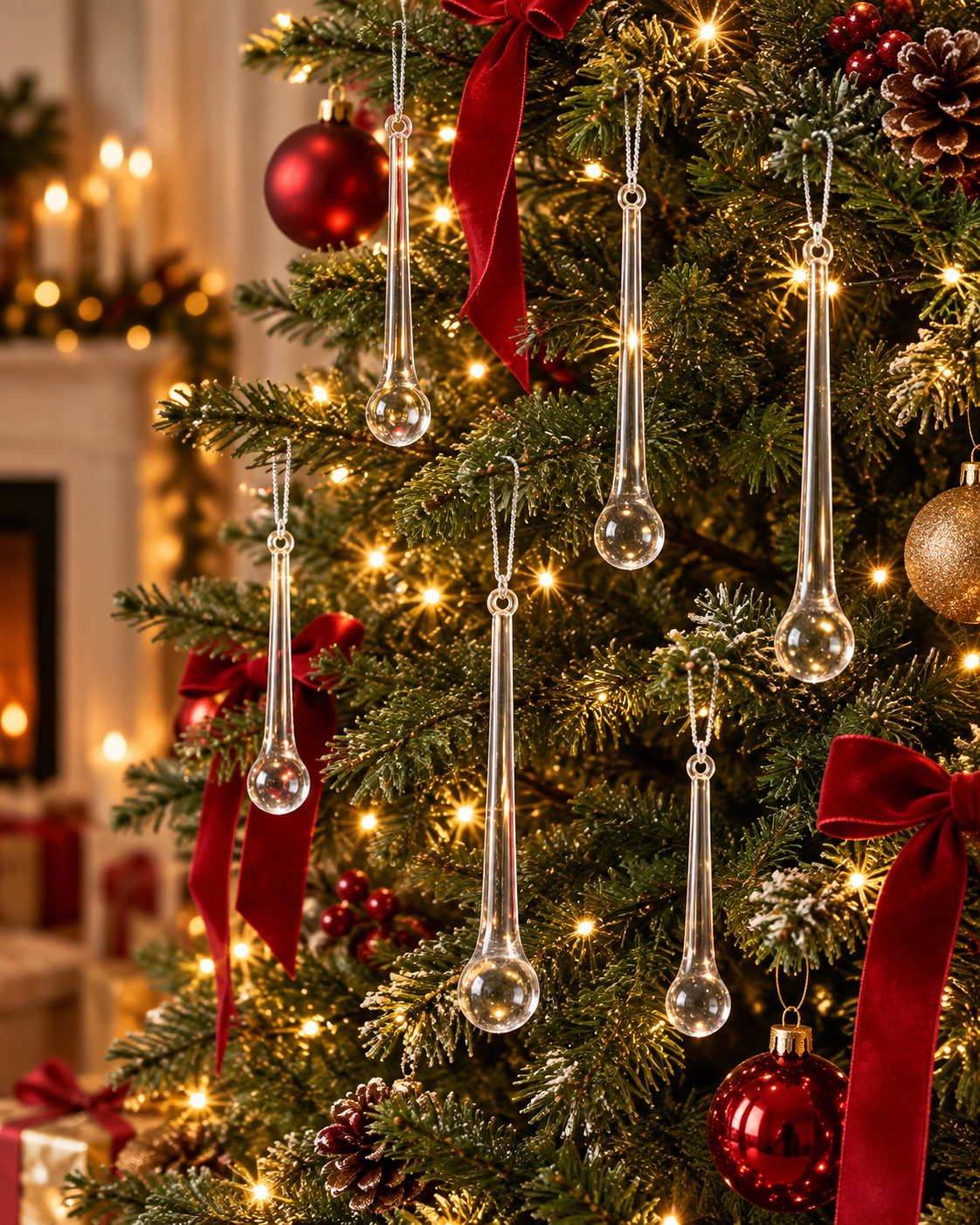 Glass Icicles Christmas Tree Ornaments 🎄