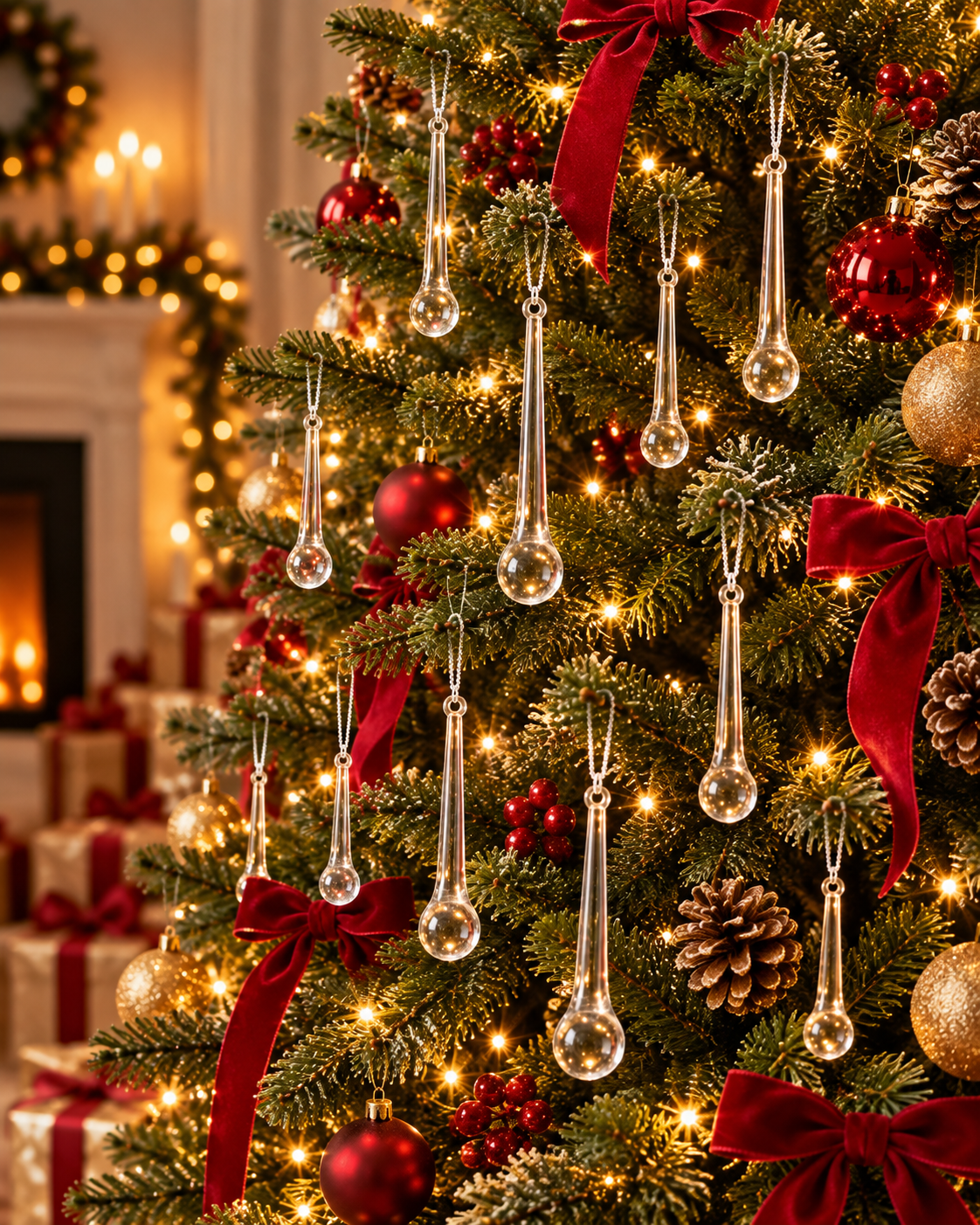 Glass Icicles Christmas Tree Ornaments 🎄