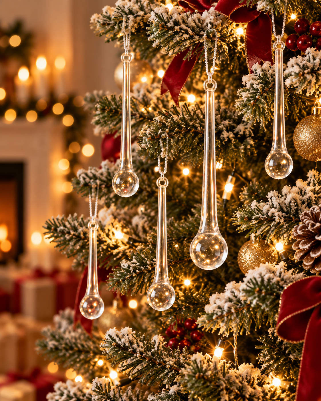 Glass Icicles Christmas Tree Ornaments 🎄