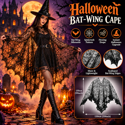 Women's Black Magic Spider Web Bat Cloak🦇