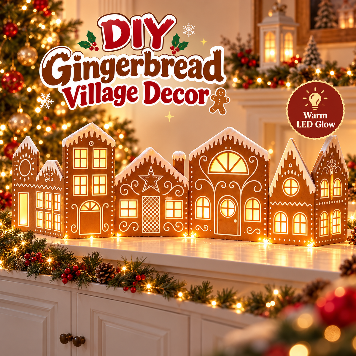 Large Christmas Village Gingerbread House Decor🏠