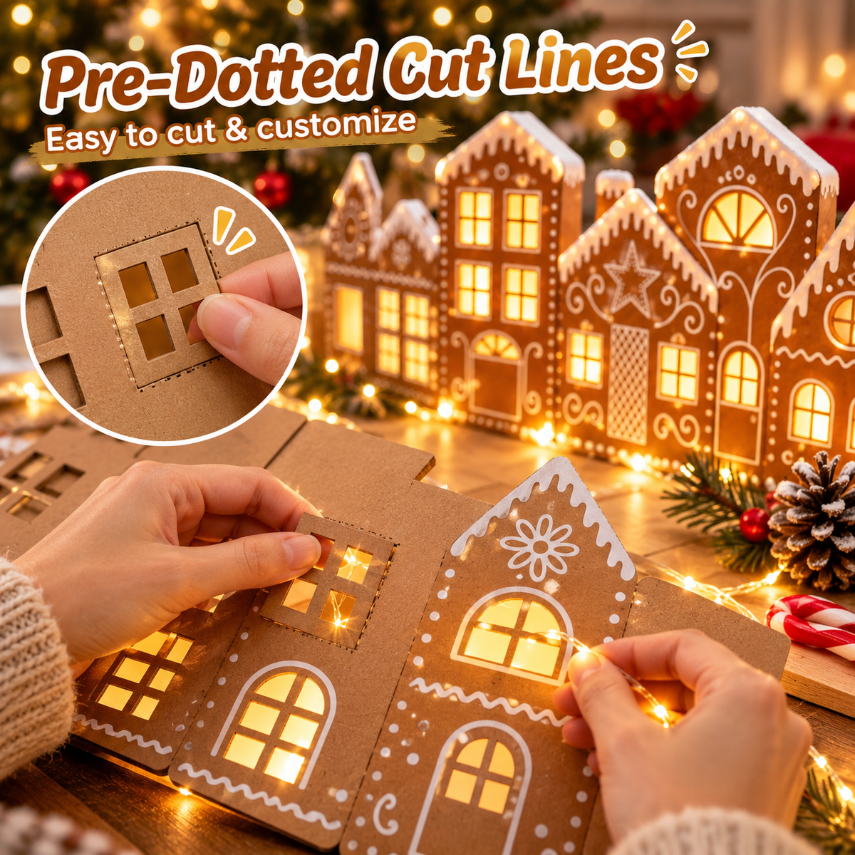 Large Christmas Village Gingerbread House Decor🏠