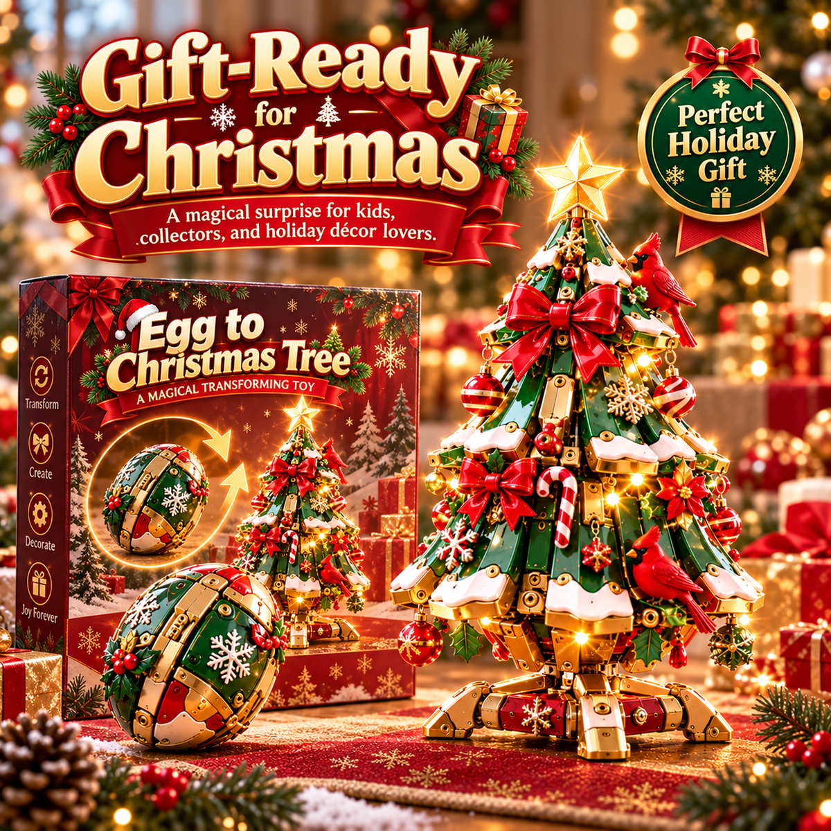 🔥 LAST DAY 50% OFF! 🎄 Egg-to-Christmas Tree™ – Magical Cardinal Holiday Gift 🎁
