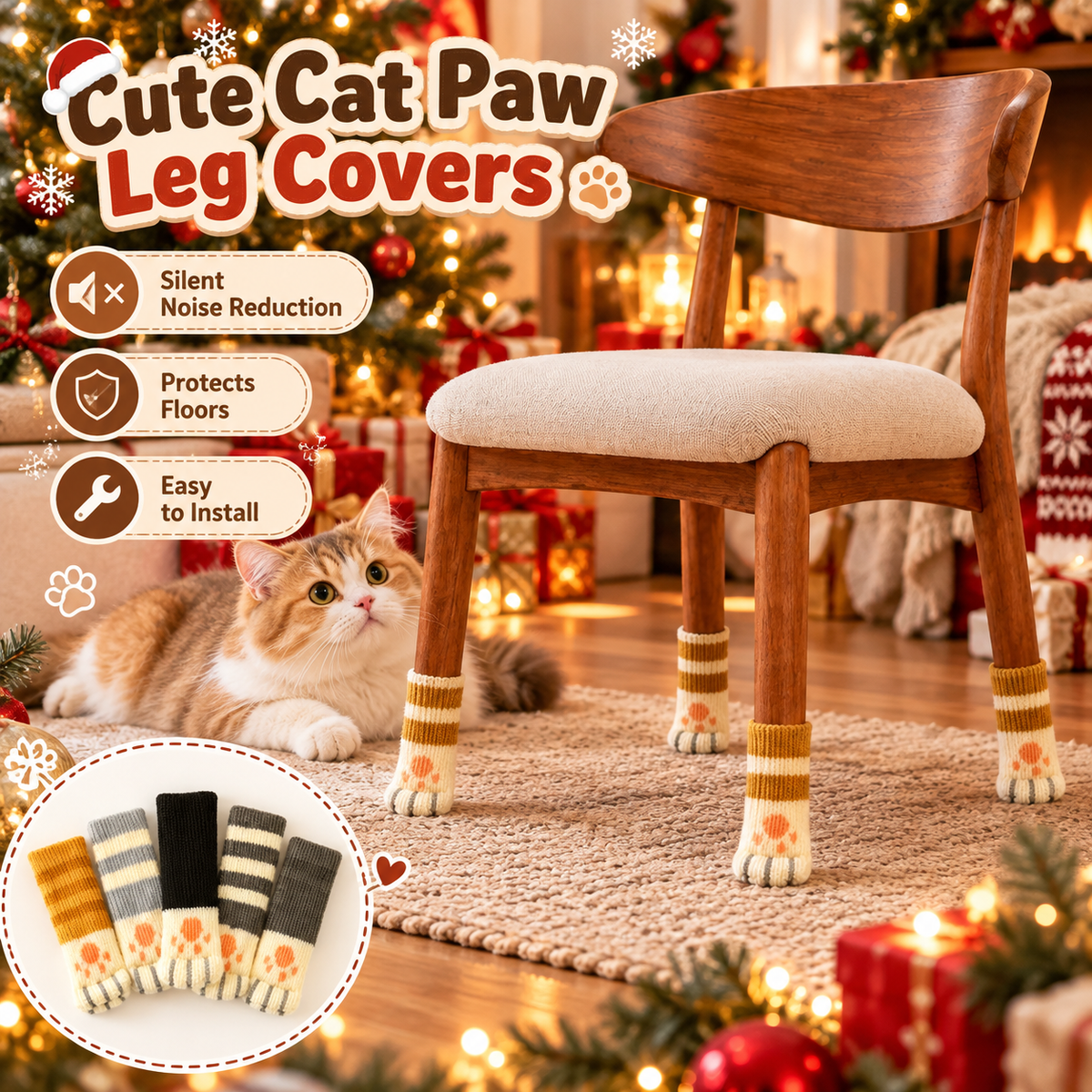 🐾 Thickened Cat Paw Chair Leg Covers — Silent & Wear-Resistant