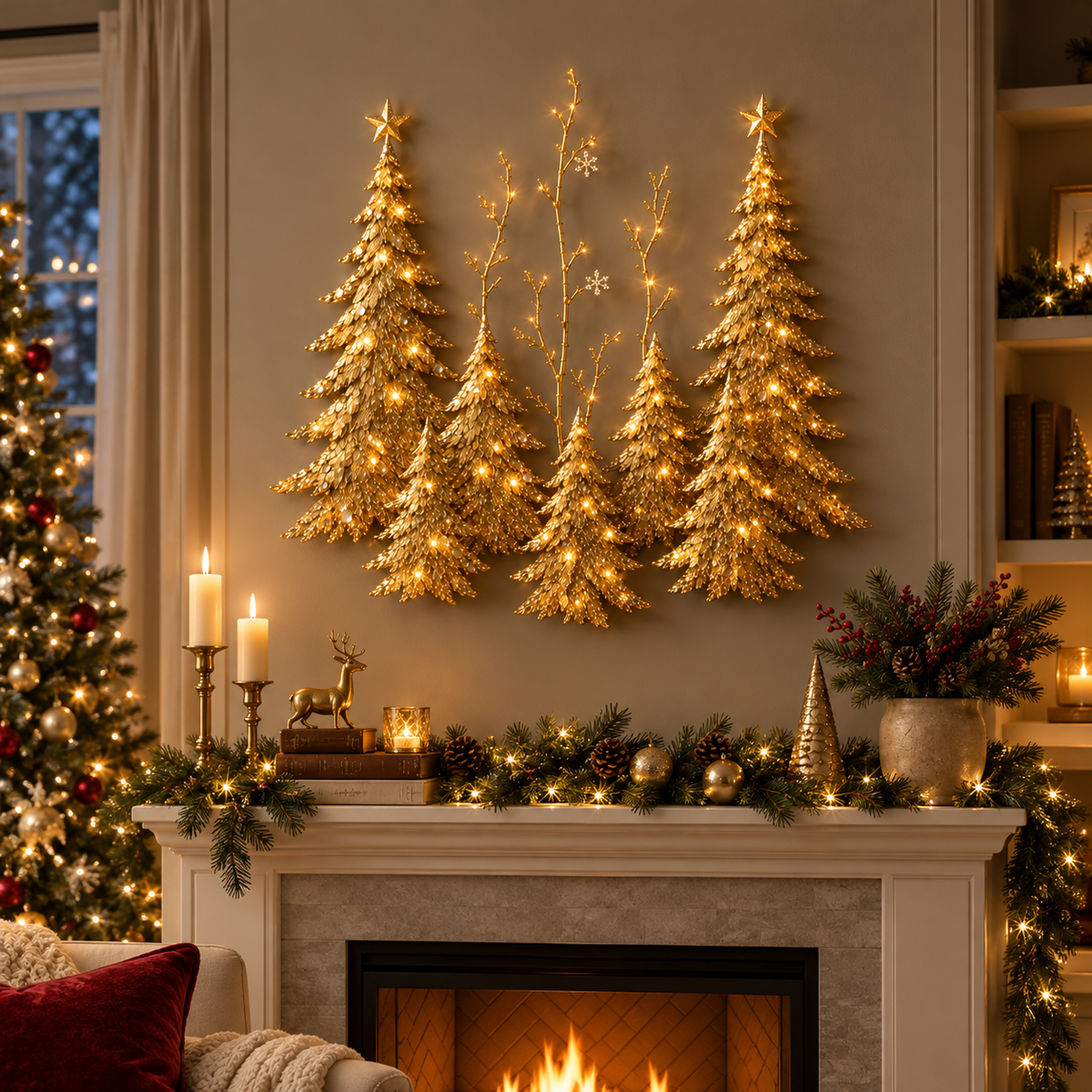 Golden Forest Glow– Lighted Christmas Wall Decor