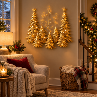 Golden Forest Glow– Lighted Christmas Wall Decor