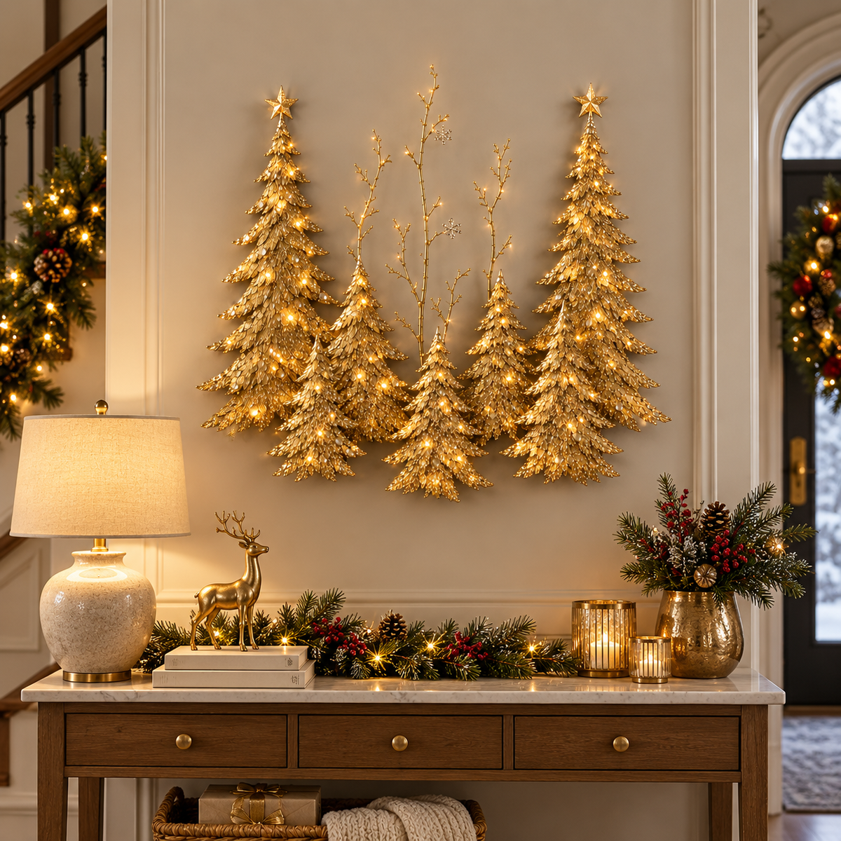 Golden Forest Glow– Lighted Christmas Wall Decor