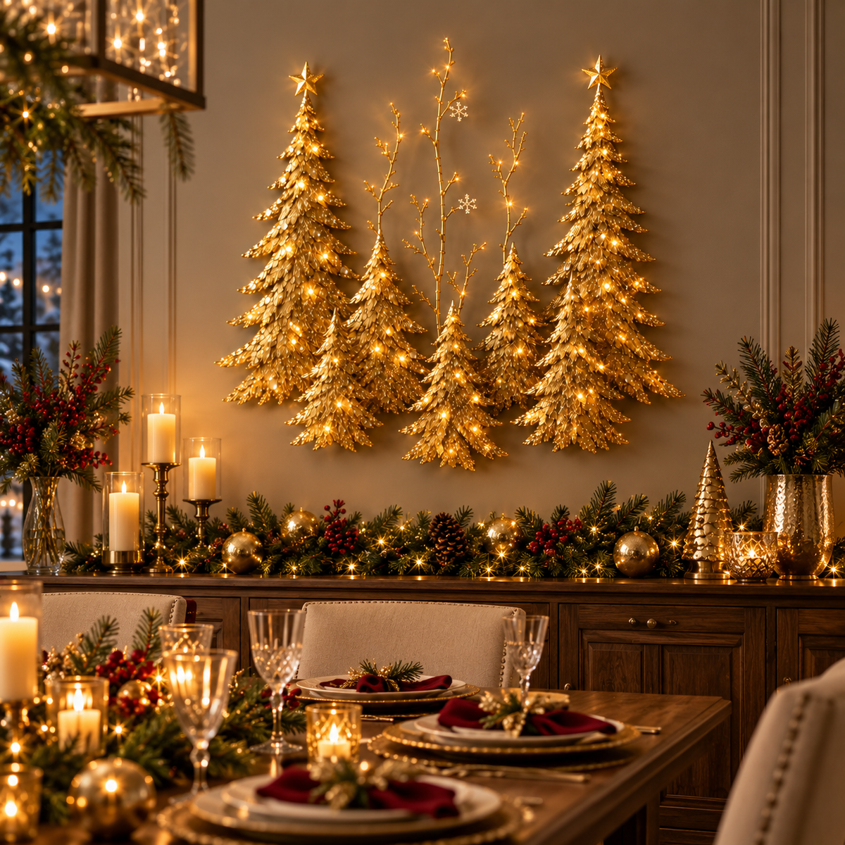Golden Forest Glow– Lighted Christmas Wall Decor