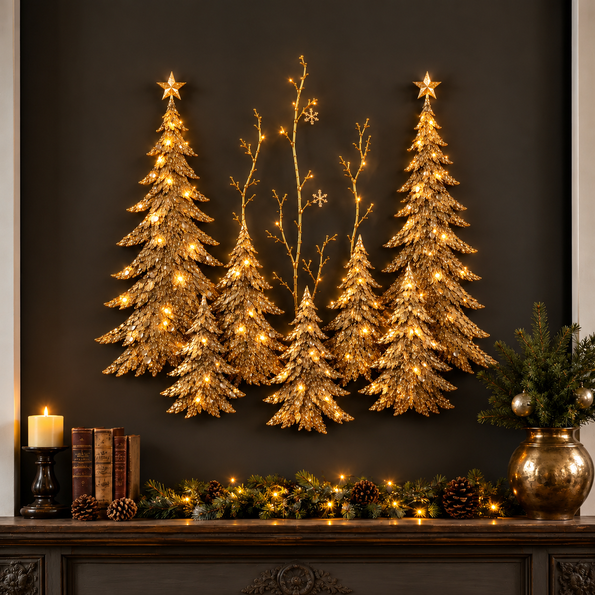 Golden Forest Glow– Lighted Christmas Wall Decor